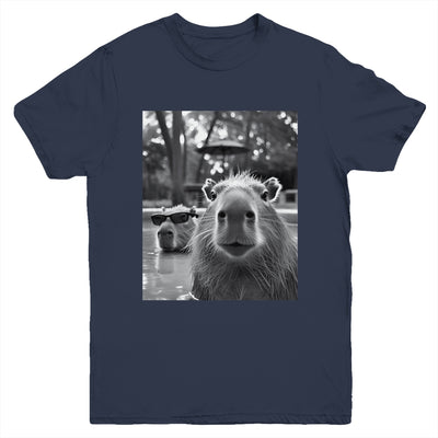 Funny Capybara Cool Capybara Selfie Caby Lover Kids Boy Girl Youth Shirt | teecentury