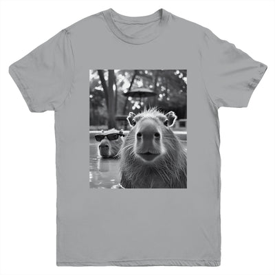 Funny Capybara Cool Capybara Selfie Caby Lover Kids Boy Girl Youth Shirt | teecentury