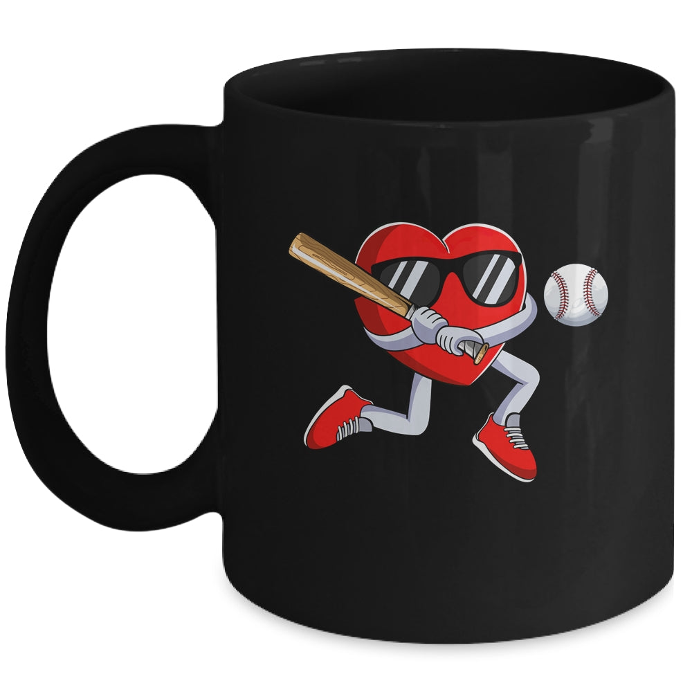 Funny Heart Playing Baseball Valentines Day Mens Boys Kids Mug | teecentury
