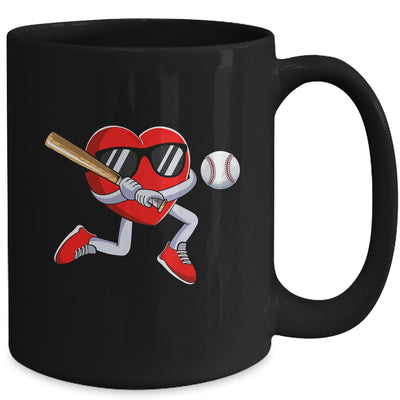 Funny Heart Playing Baseball Valentines Day Mens Boys Kids Mug | teecentury