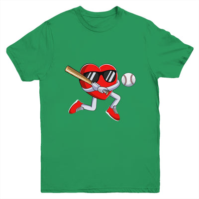 Funny Heart Playing Baseball Valentines Day Mens Boys Kids Youth Shirt | teecentury