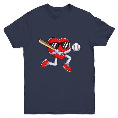 Funny Heart Playing Baseball Valentines Day Mens Boys Kids Youth Shirt | teecentury