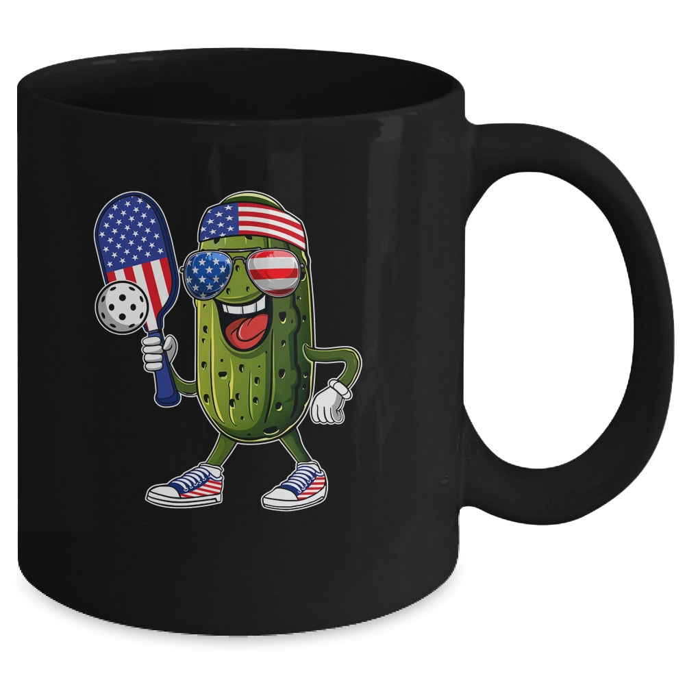 Funny Patriotic Pickle Playing Pickleball Paddle 4th Of July Mug | teecentury