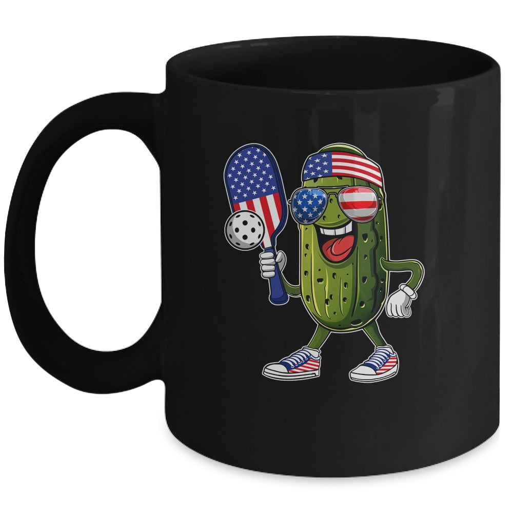 Funny Patriotic Pickle Playing Pickleball Paddle 4th Of July Mug | teecentury