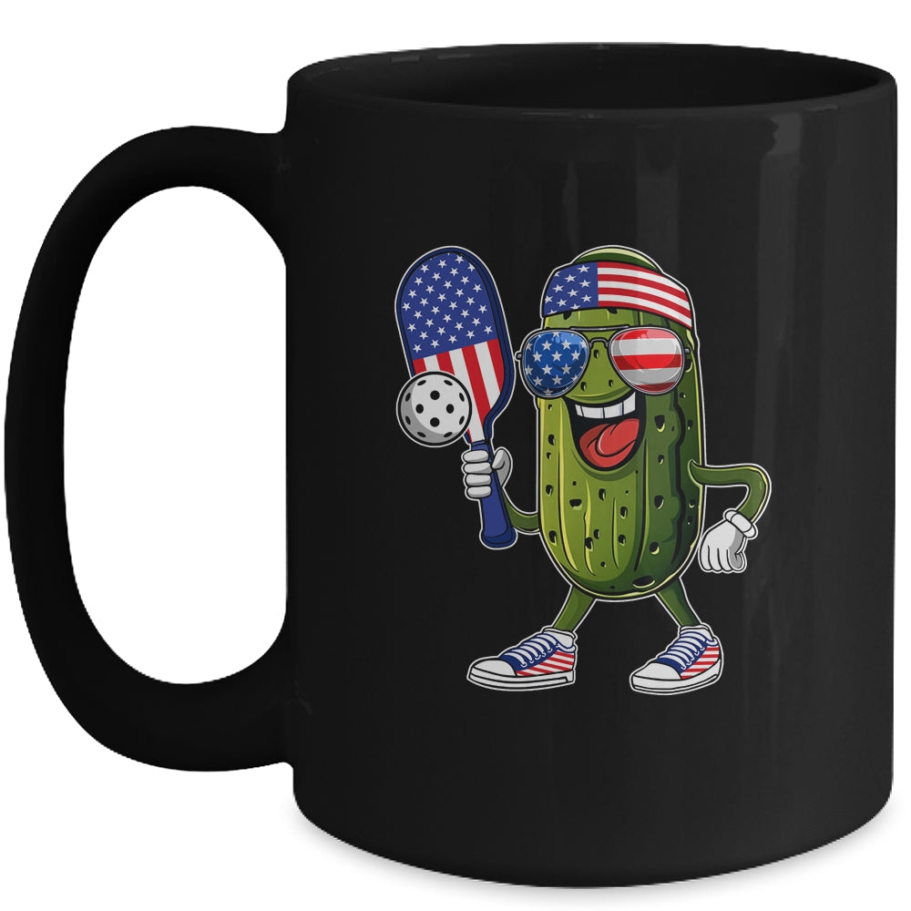 Funny Patriotic Pickle Playing Pickleball Paddle 4th Of July Mug | teecentury