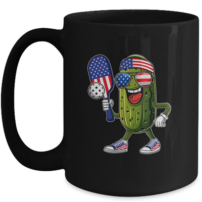 Funny Patriotic Pickle Playing Pickleball Paddle 4th Of July Mug | teecentury