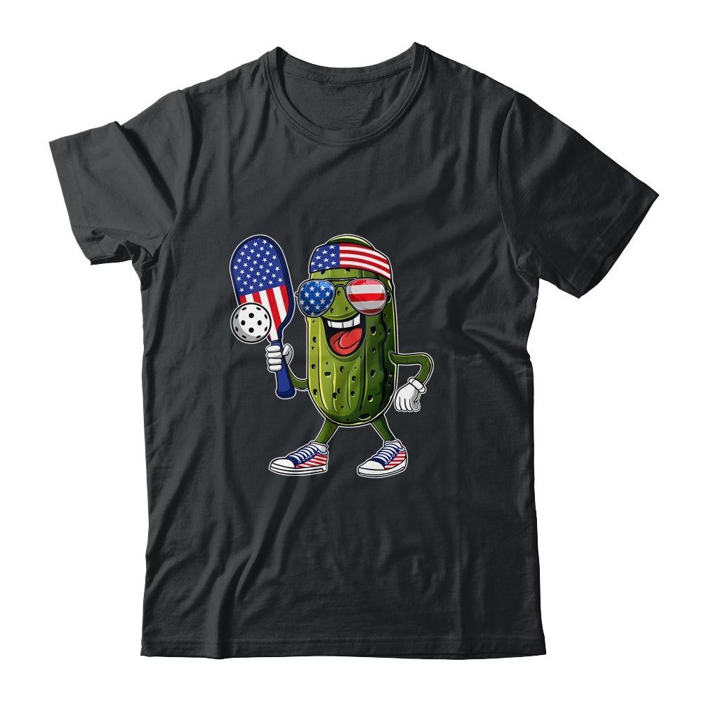 Funny Patriotic Pickle Playing Pickleball Paddle 4th Of July Shirt & Tank Top | teecentury