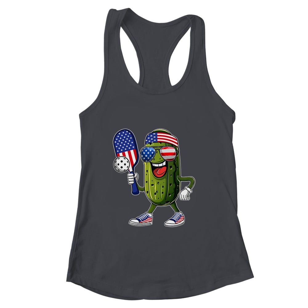 Funny Patriotic Pickle Playing Pickleball Paddle 4th Of July Shirt & Tank Top | teecentury