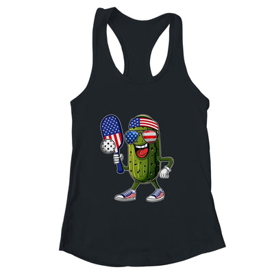 Funny Patriotic Pickle Playing Pickleball Paddle 4th Of July Shirt & Tank Top | teecentury