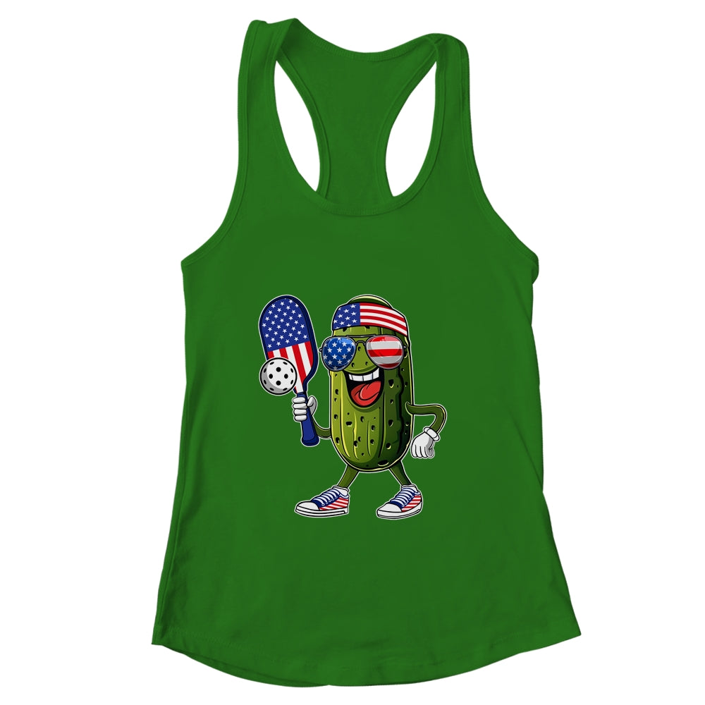Funny Patriotic Pickle Playing Pickleball Paddle 4th Of July Shirt & Tank Top | teecentury
