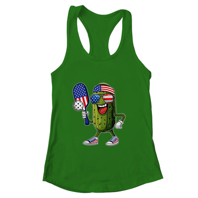 Funny Patriotic Pickle Playing Pickleball Paddle 4th Of July Shirt & Tank Top | teecentury