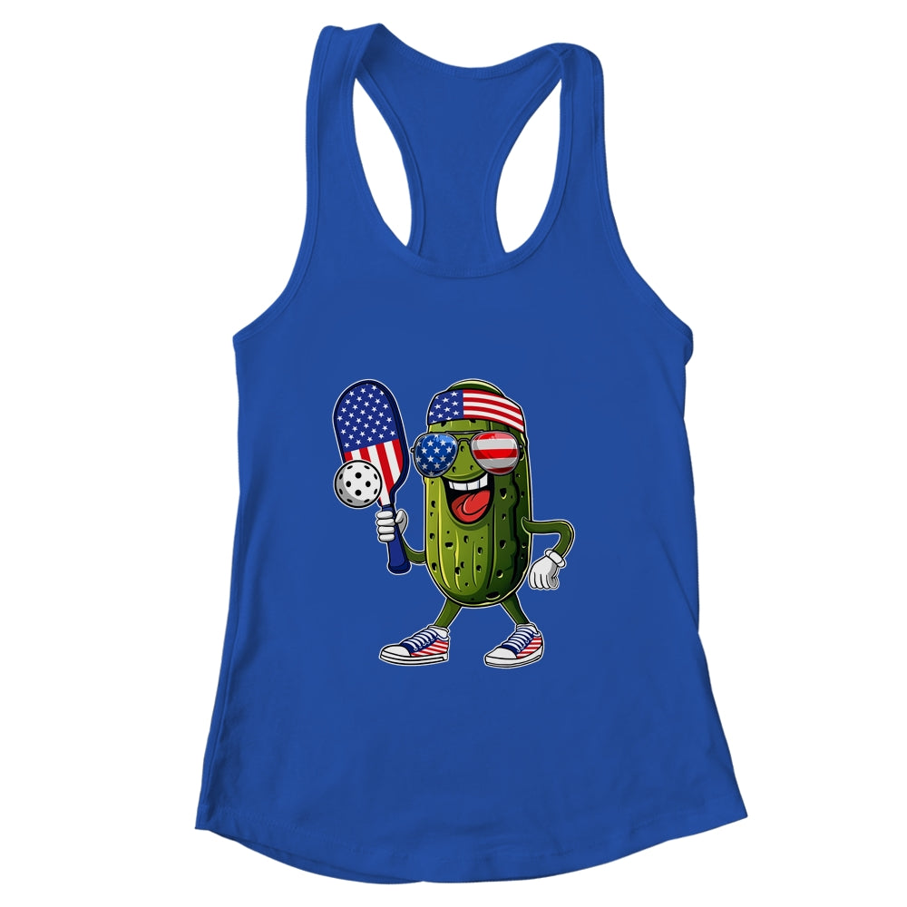 Funny Patriotic Pickle Playing Pickleball Paddle 4th Of July Shirt & Tank Top | teecentury