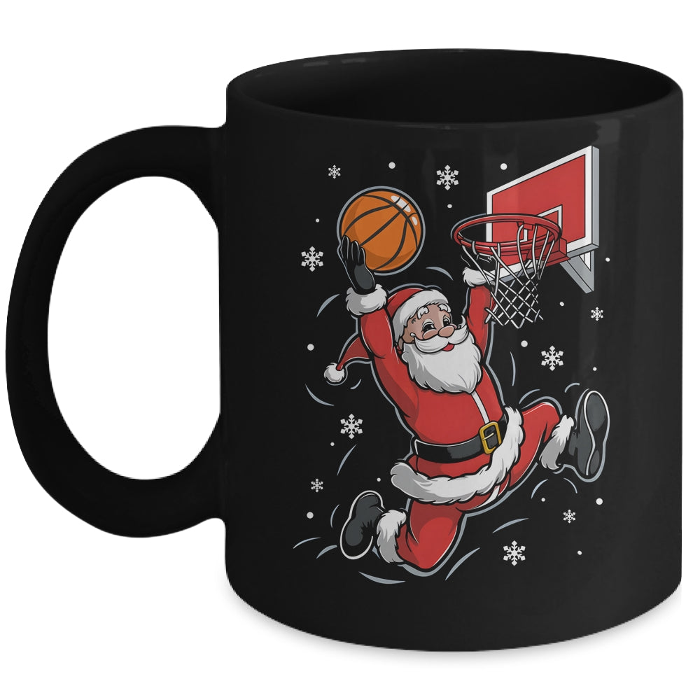 Funny Santa Claus Playing Basketball Merry Christmas Boys Mug | teecentury
