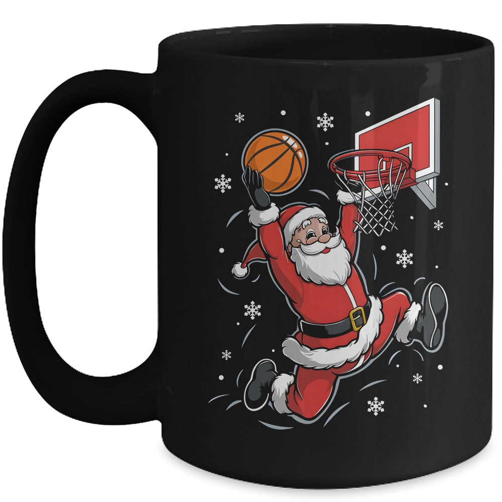 Funny Santa Claus Playing Basketball Merry Christmas Boys Mug | teecentury