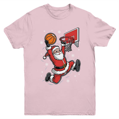 Funny Santa Claus Playing Basketball Merry Christmas Boys Youth Shirt | teecentury
