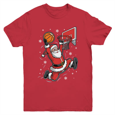 Funny Santa Claus Playing Basketball Merry Christmas Boys Youth Shirt | teecentury