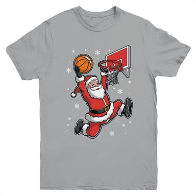 Funny Santa Claus Playing Basketball Merry Christmas Boys Youth Shirt | teecentury