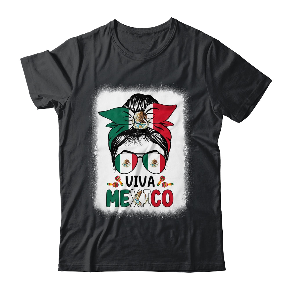 Funny Viva Mexico Mexican Independence Messy Bun Hair Shirt & Tank Top | teecentury