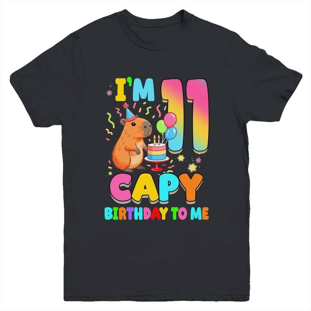 I'm 11 Years Old Capy Birthday To Me 11th Birthday Capybara Youth Shirt | teecentury