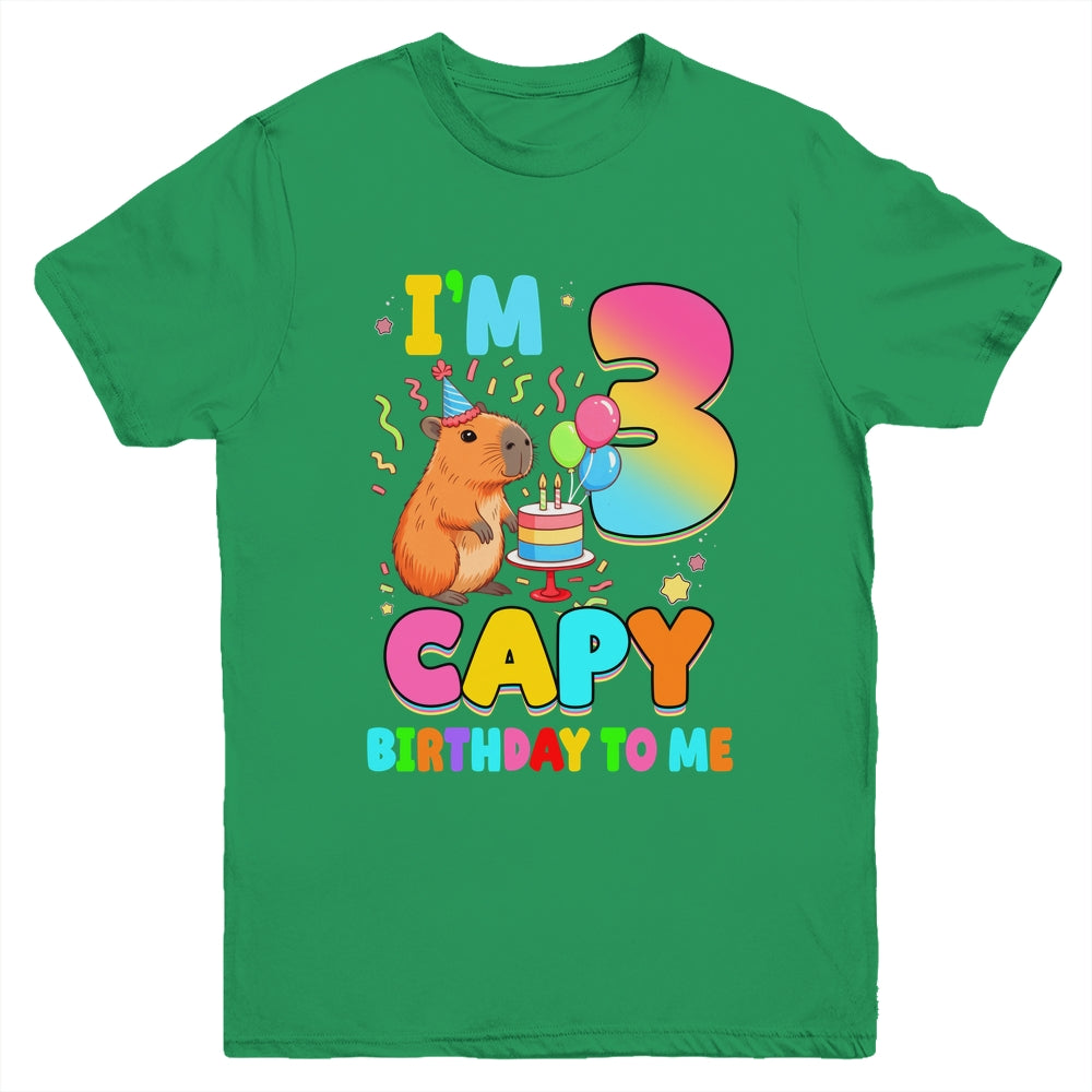 I'm 3 Years Old Capy Birthday To Me 3rd Birthday Capybara Youth Shirt | teecentury
