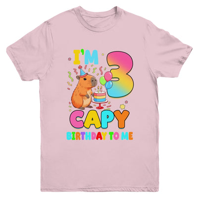 I'm 3 Years Old Capy Birthday To Me 3rd Birthday Capybara Youth Shirt | teecentury