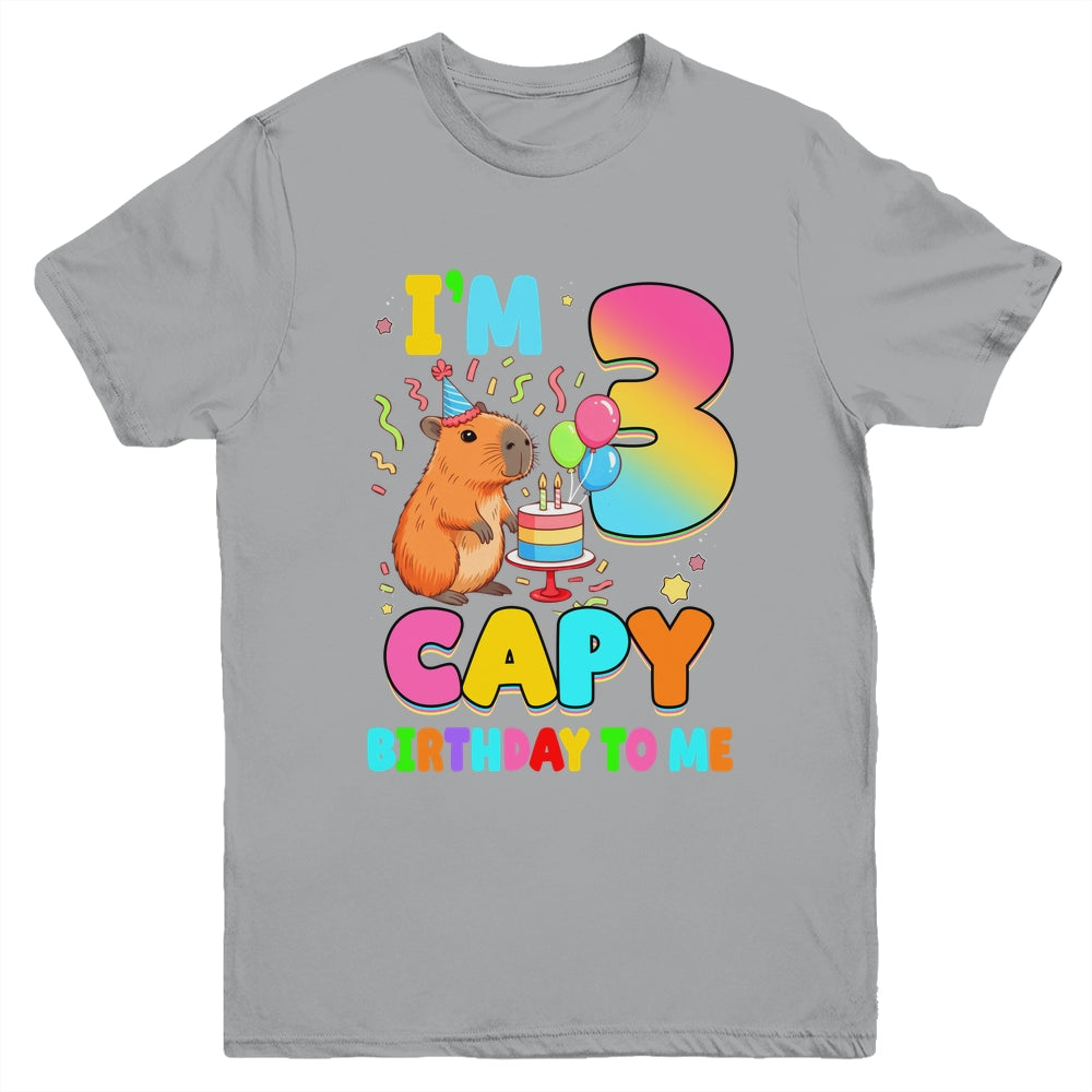 I'm 3 Years Old Capy Birthday To Me 3rd Birthday Capybara Youth Shirt | teecentury