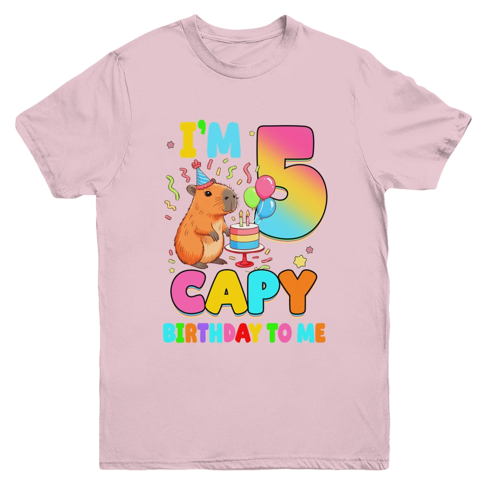 I'm 5 Years Old Capy Birthday To Me 5th Birthday Capybara Youth Shirt | teecentury
