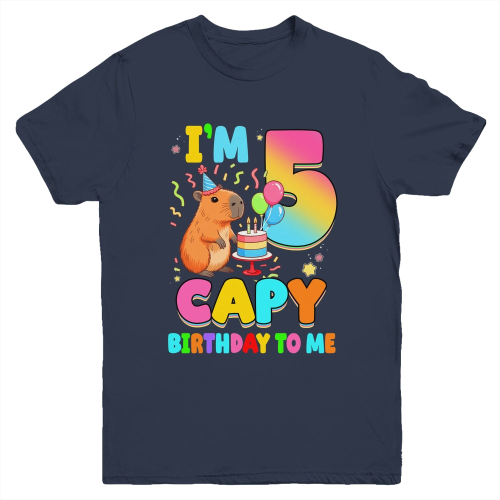 I'm 5 Years Old Capy Birthday To Me 5th Birthday Capybara Youth Shirt | teecentury