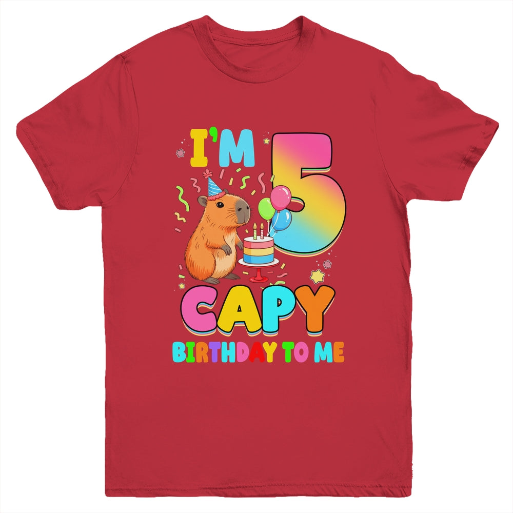 I'm 5 Years Old Capy Birthday To Me 5th Birthday Capybara Youth Shirt | teecentury