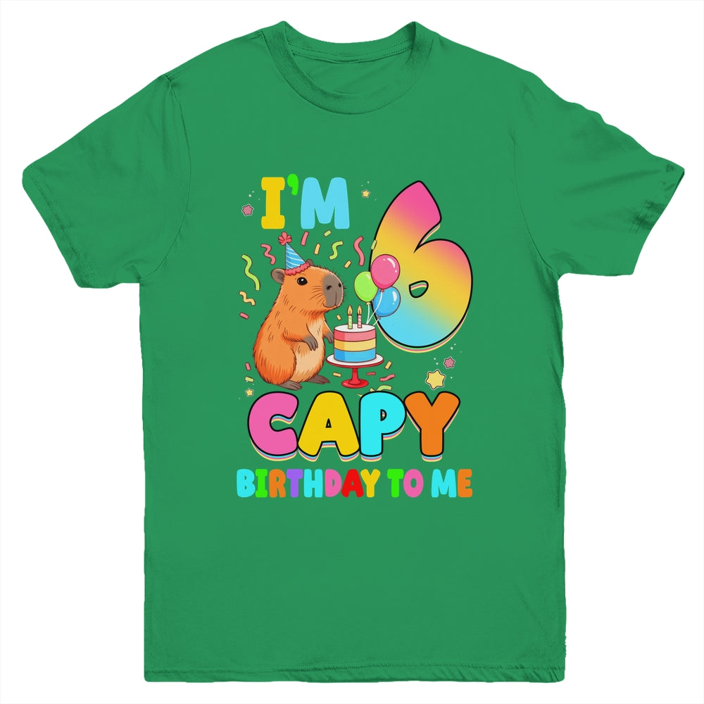 I'm 6 Years Old Capy Birthday To Me 6th Birthday Capybara Youth Shirt | teecentury