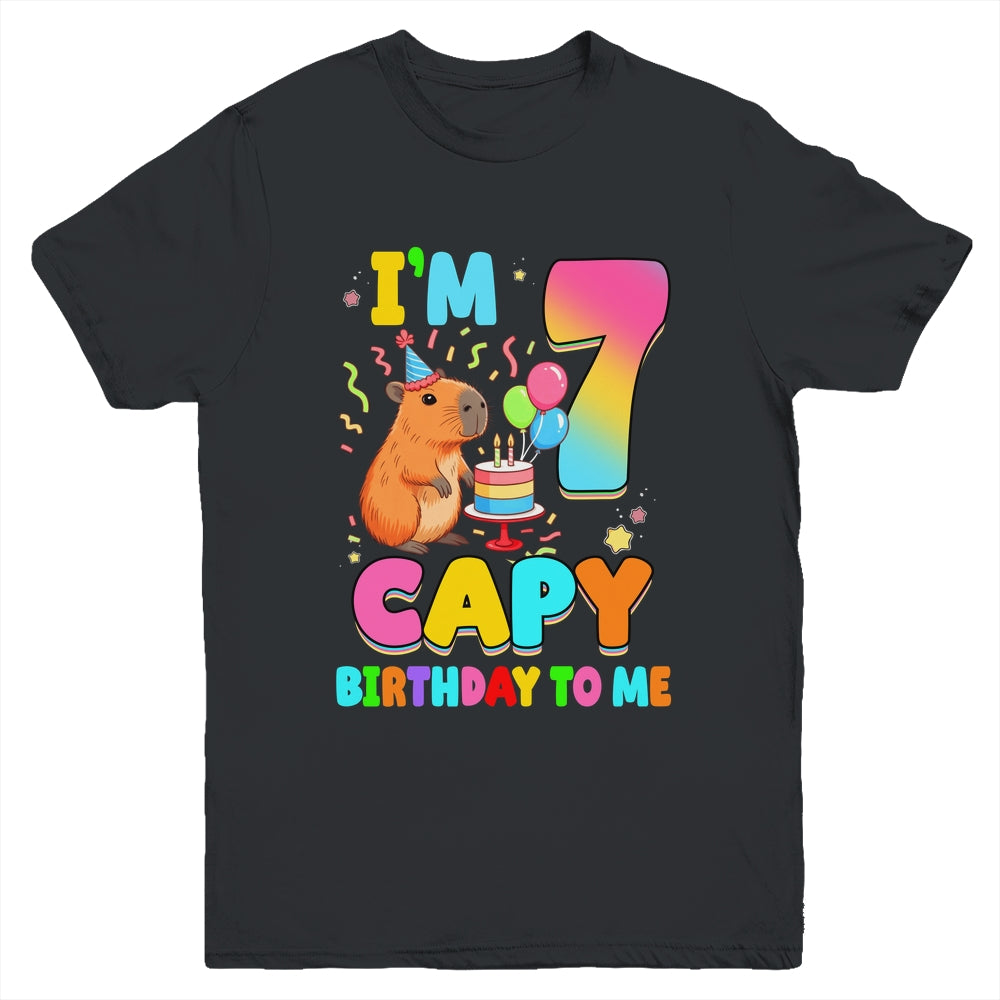 I'm 7 Years Old Capy Birthday To Me 7th Birthday Capybara Youth Shirt | teecentury