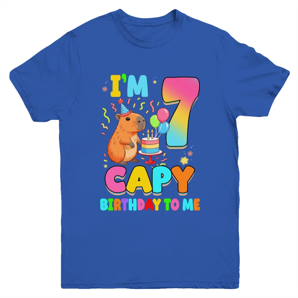 I'm 7 Years Old Capy Birthday To Me 7th Birthday Capybara Youth Shirt | teecentury