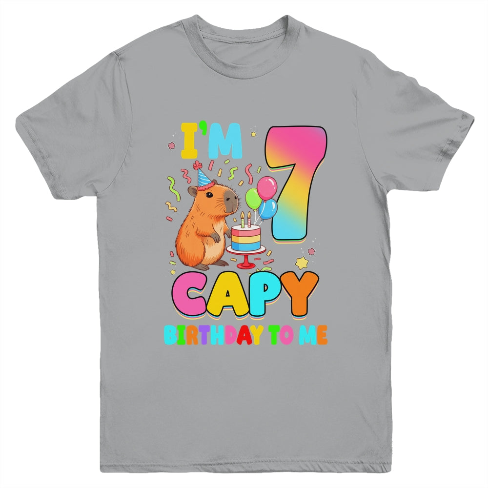 I'm 7 Years Old Capy Birthday To Me 7th Birthday Capybara Youth Shirt | teecentury