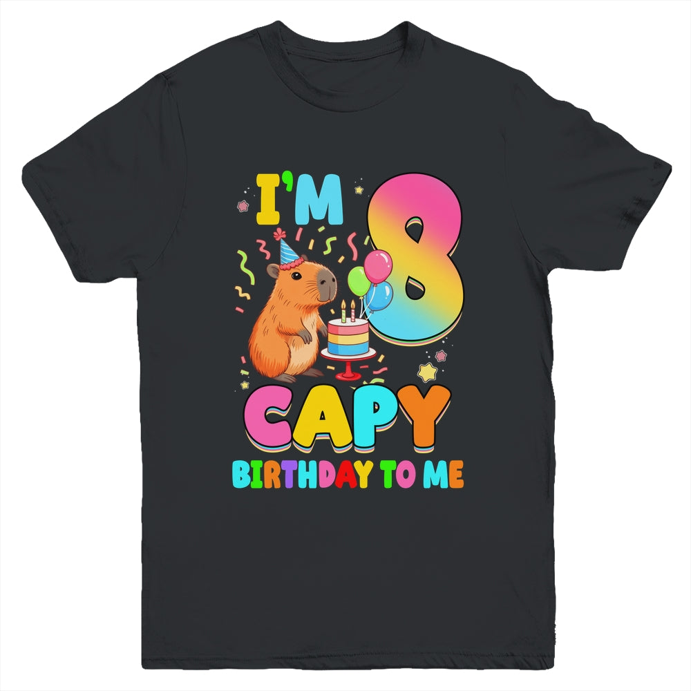 I'm 8 Years Old Capy Birthday To Me 8th Birthday Capybara Youth Shirt | teecentury