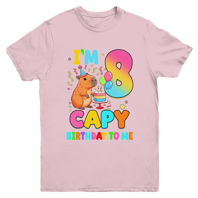 I'm 8 Years Old Capy Birthday To Me 8th Birthday Capybara Youth Shirt | teecentury