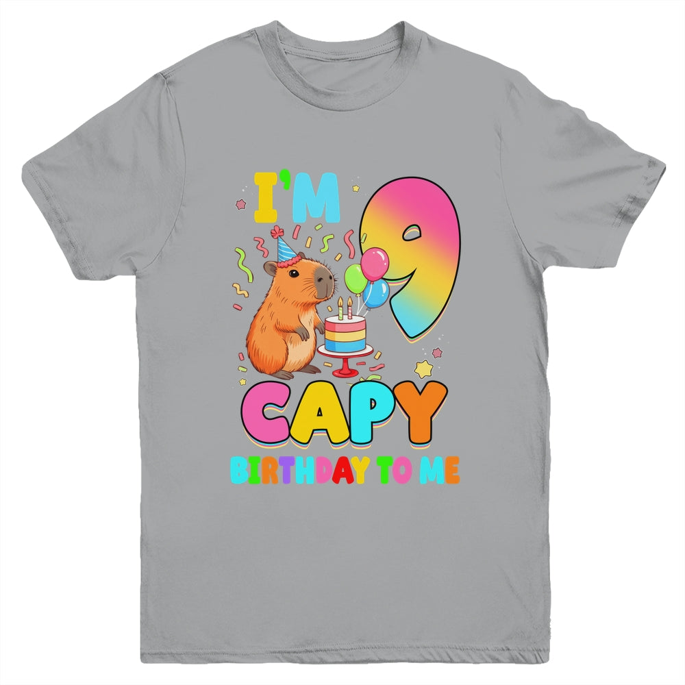 I'm 9 Years Old Capy Birthday To Me 9th Birthday Capybara Youth Shirt | teecentury