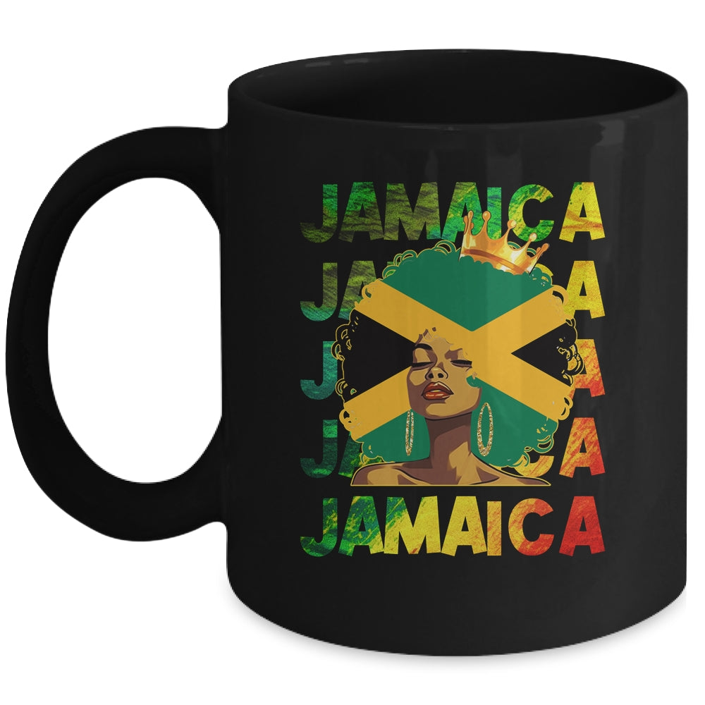 Jamaican Black Girls Jamaica Flag Afro Black Hair Women Mug | teecentury