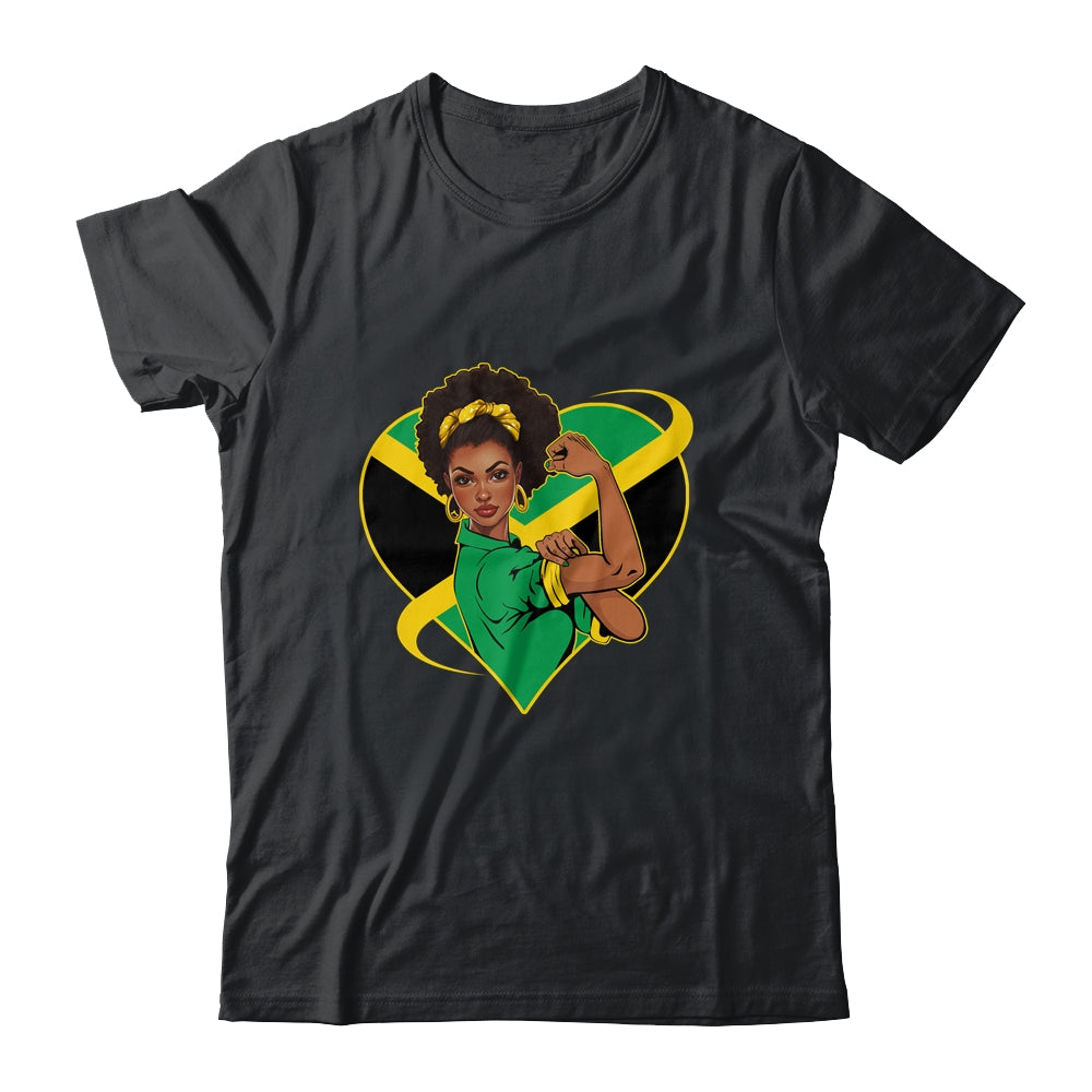 Jamaican Black Woman Melanin Jamaica Afro Girl Pride Flag Shirt & Tank Top | teecentury