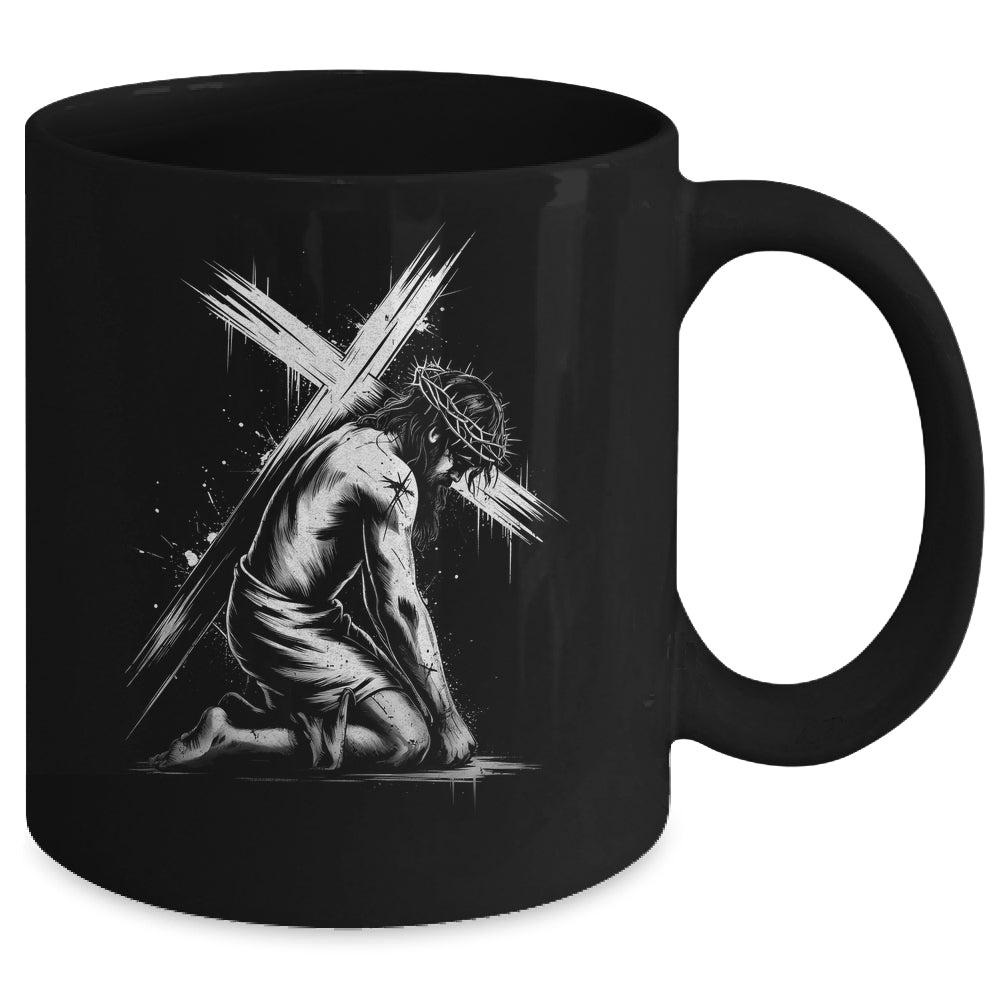 Jesus Carrying Cross Religious Vintage Christian Christ Mug | teecentury
