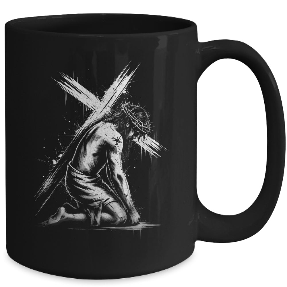 Jesus Carrying Cross Religious Vintage Christian Christ Mug | teecentury