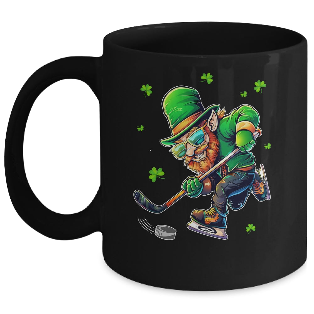 Leprechaun Playing Hockey St Patricks Day Sport Mens Boys Mug | teecentury