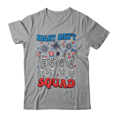 Night Shift Nurse 4th Of July Skeletons Night Shift Squad Shirt & Tank Top | teecentury