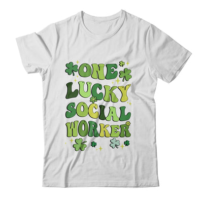One Lucky Social Worker St Patricks Day Groovy Retro Shamrock Shirt & Hoodie | teecentury