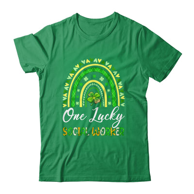 One Lucky Social Worker St Patricks Day Rainbow Leopard Shamrock Shirt & Hoodie | teecentury