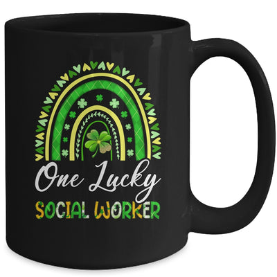 One Lucky Social Worker St Patricks Day Rainbow Leopard Shamrock Mug | teecentury