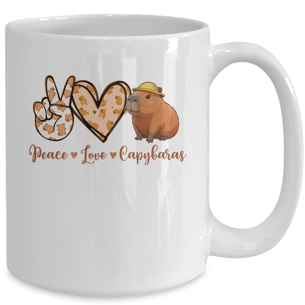 Peace Love Capybara Meme Capy Lover Kawaii Amine Kids Youth Mug | teecentury