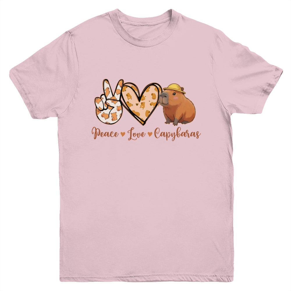 Peace Love Capybara Meme Capy Lover Kawaii Amine Kids Youth Youth Shirt | teecentury