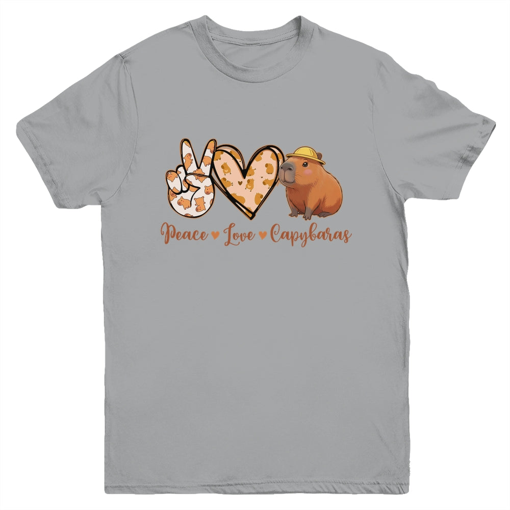 Peace Love Capybara Meme Capy Lover Kawaii Amine Kids Youth Youth Shirt | teecentury