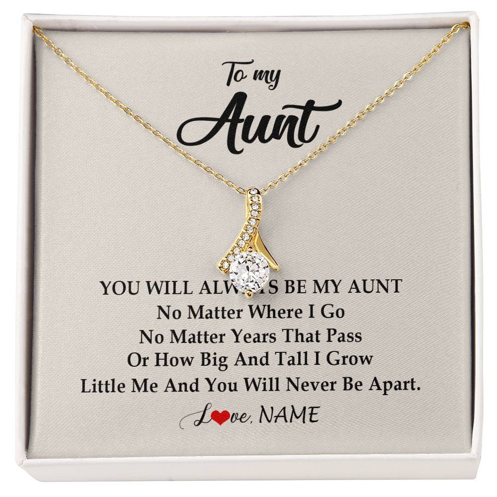 Alluring Beauty Necklace 18K Yellow Gold Finish | Personalized Aunt Necklace From Niece Nephew You Will Always Be My Aunt Birthday Mothers Day Christmas Customized Gift Box Message Card | teecentury