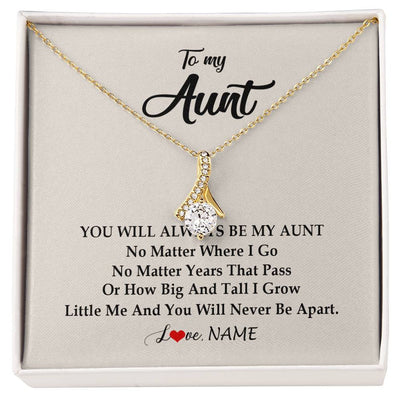 Alluring Beauty Necklace 18K Yellow Gold Finish | Personalized Aunt Necklace From Niece Nephew You Will Always Be My Aunt Birthday Mothers Day Christmas Customized Gift Box Message Card | teecentury